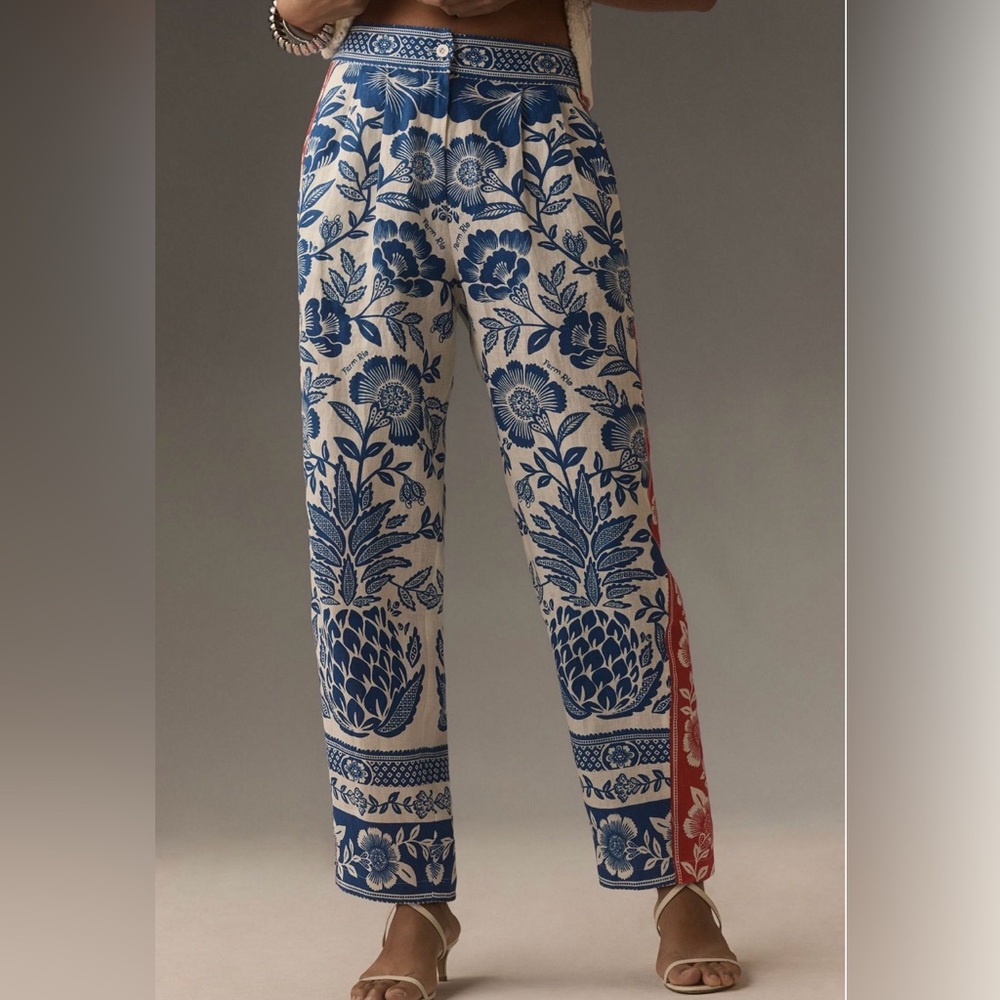Farm Rio floral linen trousers
